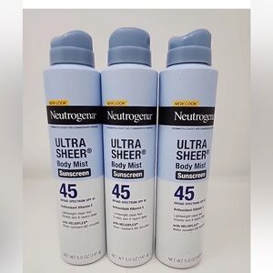 Neutrogena Sheer Body Mist Sunscreen SPF 45 5oz Weightless 3PACK 11/26